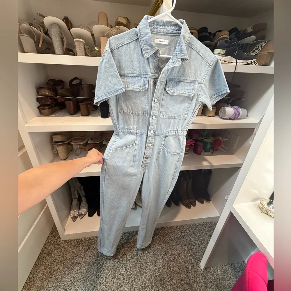 Light Blue Denim Jumpsuit - Picture 1 of 2